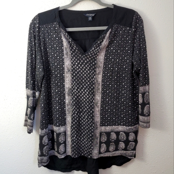 Lucky Brand Blouse black and white paisley pattern size medium - Picture 1 of 6